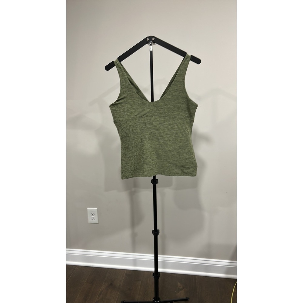 Sincerely Jules Active Olive Green Marled V-Neck Tank Top XL Athleisure - Picture 2 of 6